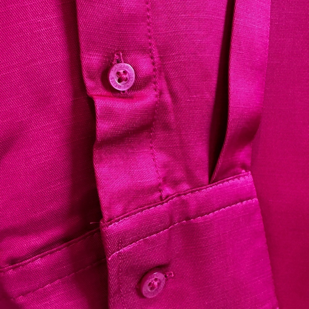 Lauren Ralph Lauren Fuchsia Linen-Blend Utility Shirt L NWT MSRP $145 - Picture 7 of 8